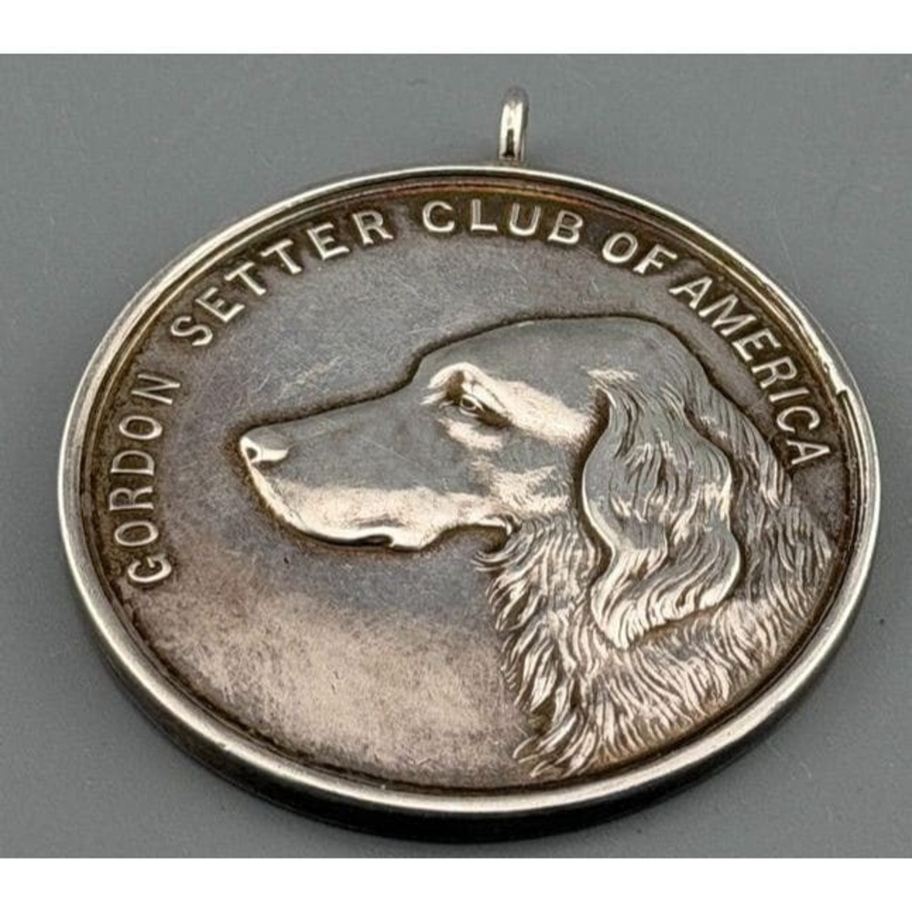 Vintage Sterling Silver Dog Award Gordon Setter Club of America Medal 51.6g 2"